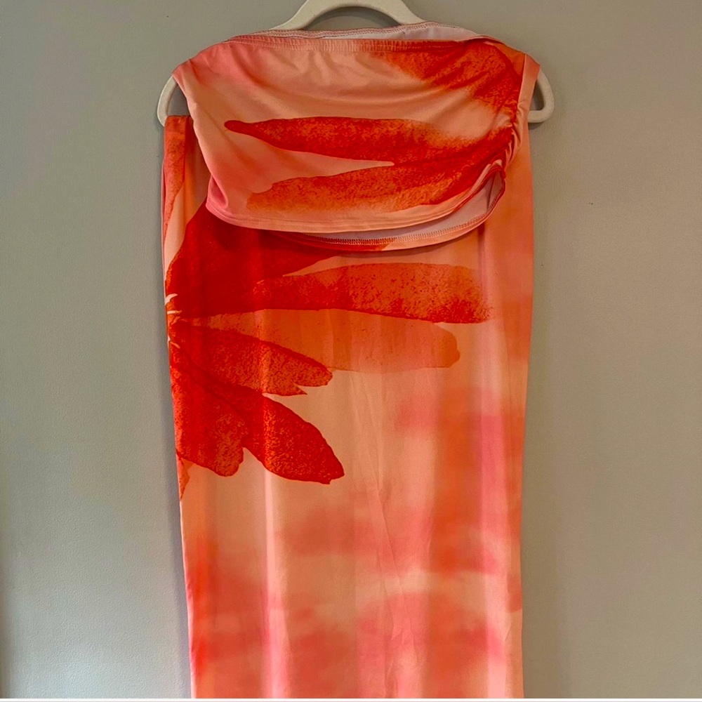 Orange Floral Maxi Skirt & Crop Bandeau Top Set